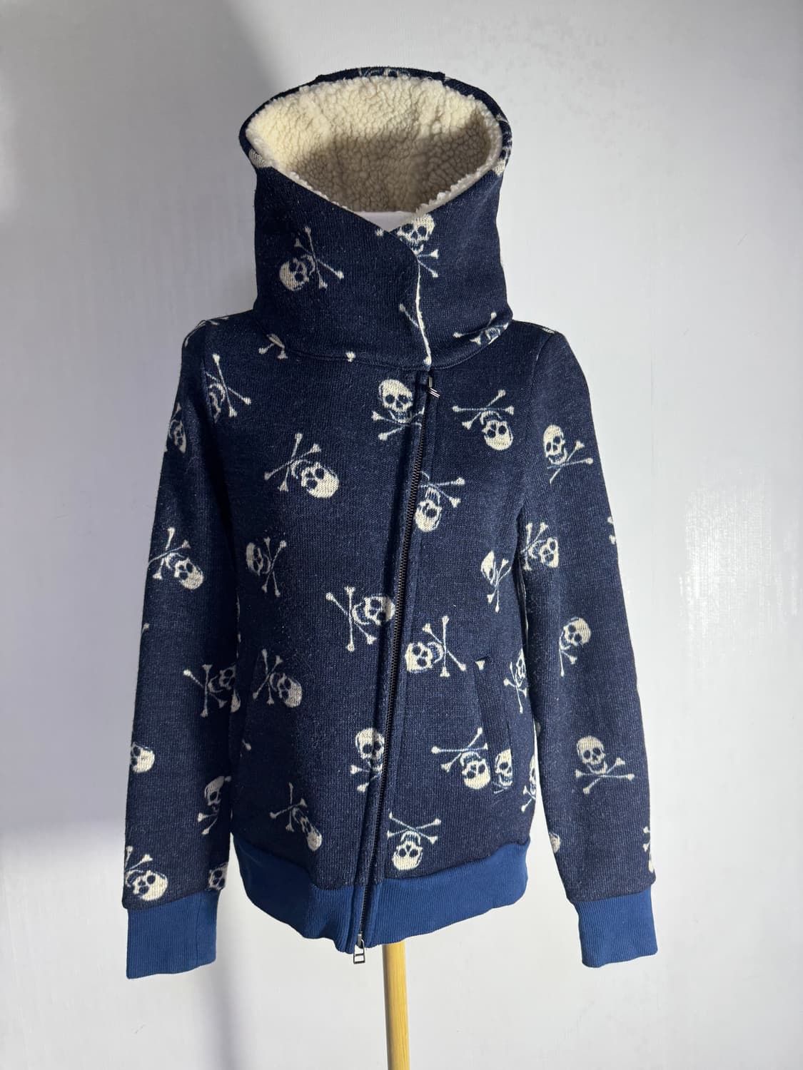 빈티지 스컬 하이넥 사선 집업 자켓 y2k 펑크  상품이미지1