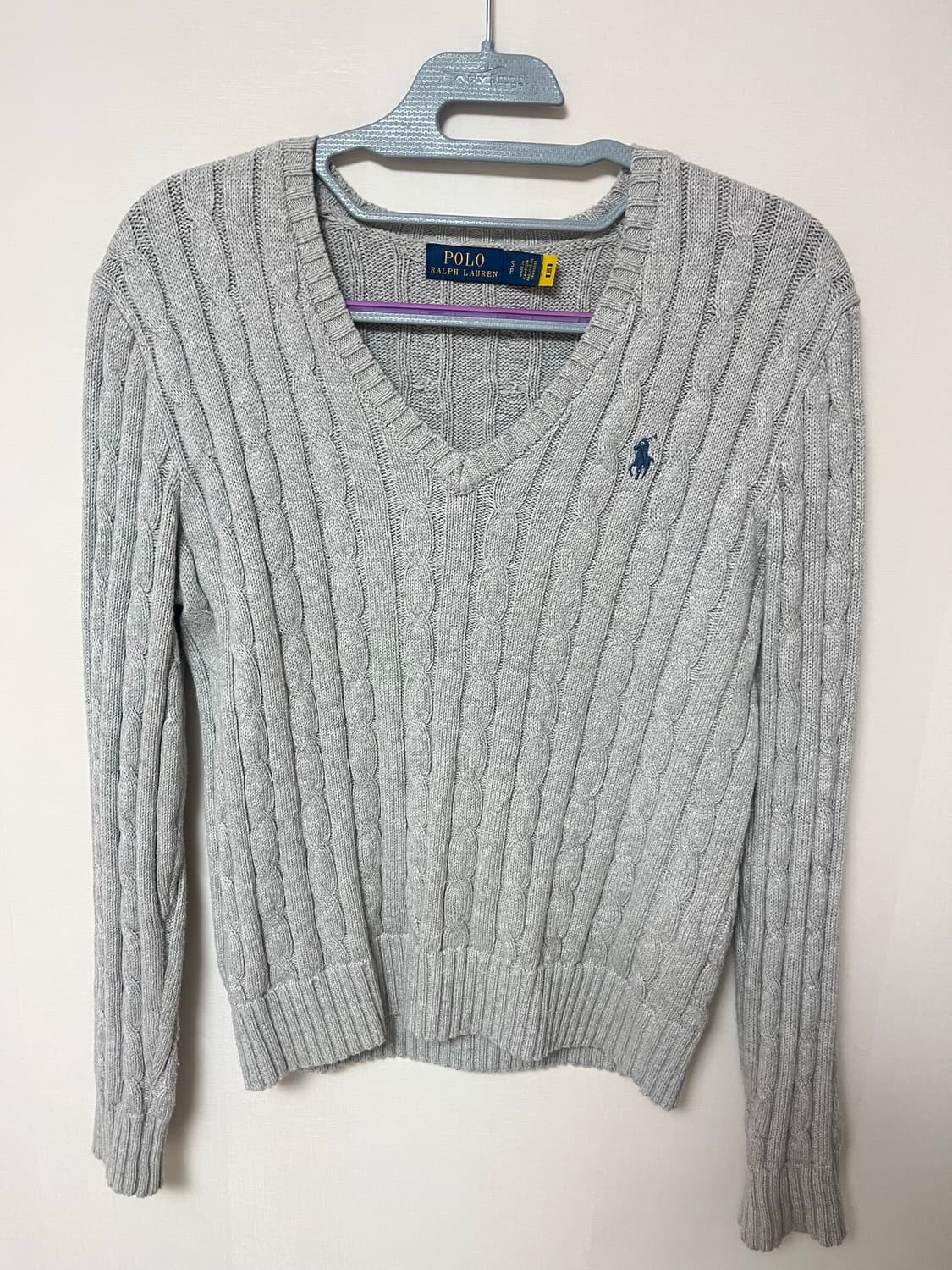 폴로랄프로렌 여성 케이블 브이넥 니트 그레이 s 상품이미지1