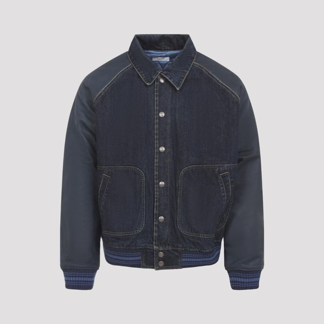 XL / 셀린느 가죽 레더 파리스 데님 바시티 자켓 상품이미지7