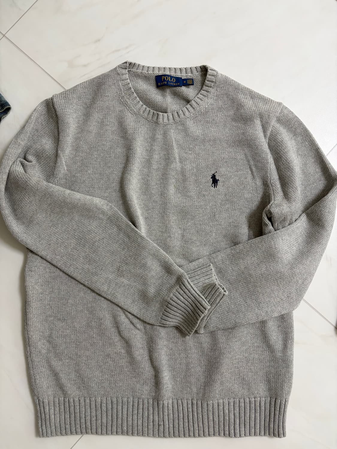 폴로 랄프로렌 코튼 니트 스웨터 그레이 상품이미지1