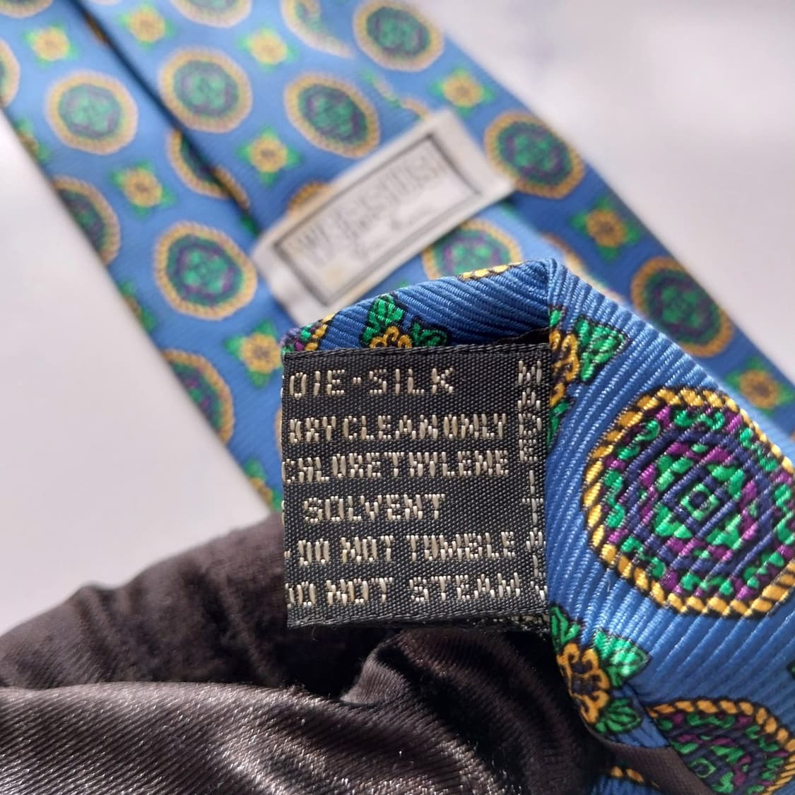 베르사체 실크 블루 패턴 넥타이 9.5cm A~B등급 K2160 상품이미지5