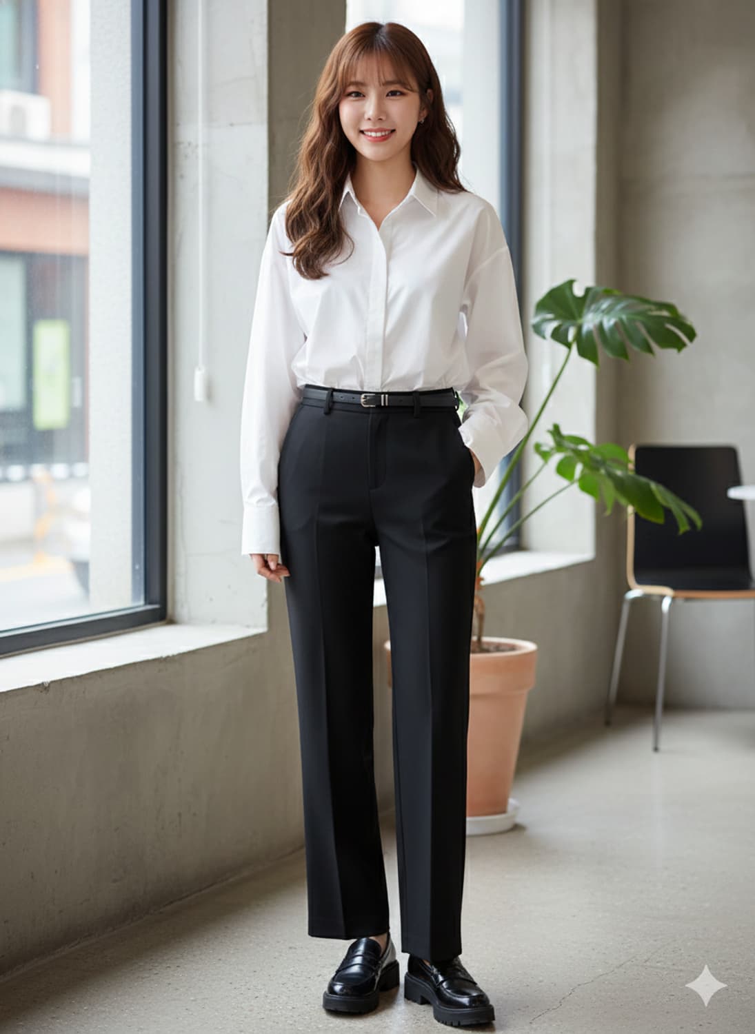 몽돌 MONGDOL 와이드 슬랙스 검정_S 상품이미지1