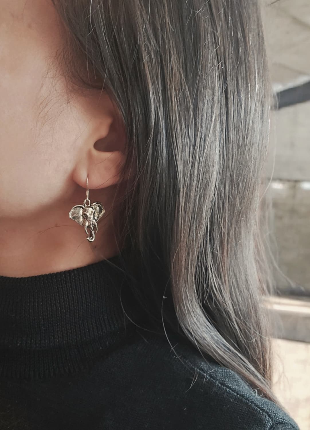 빈티지 실버 코끼리 드롭 귀걸이 상품이미지2