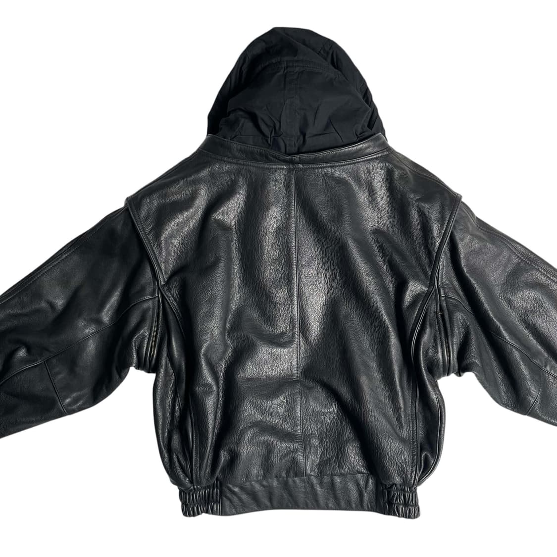 90's robert comstock 소가죽 히든 후드 지퍼 봄버 상품이미지8