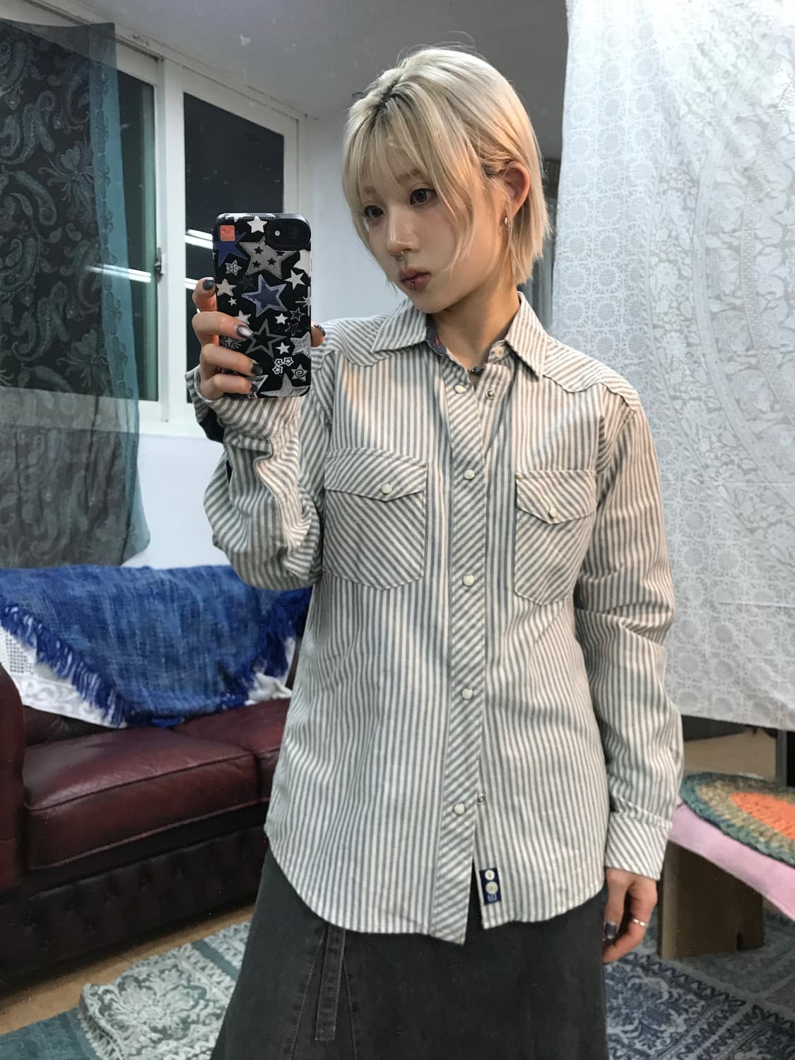 Gap 갭 빈티지 여성 스트라이프 투포켓 셔츠  상품이미지1