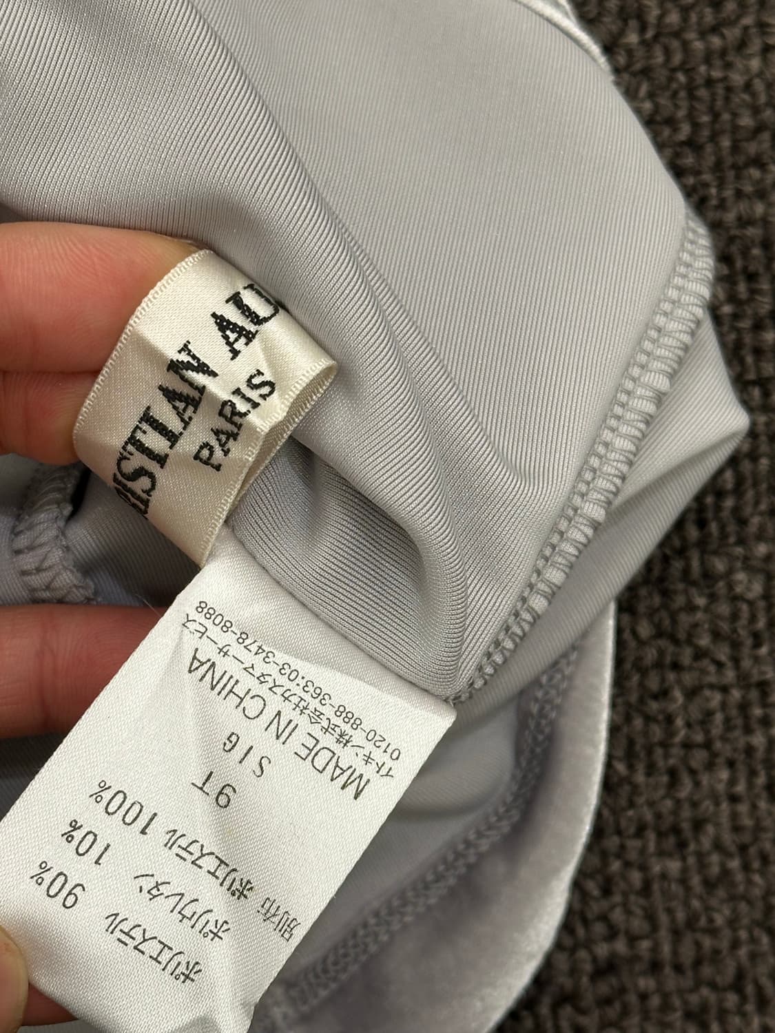 OS)Christian Aujard 빈티지 여성 그레이 벨벳 브이넥 셔츠 상품이미지3