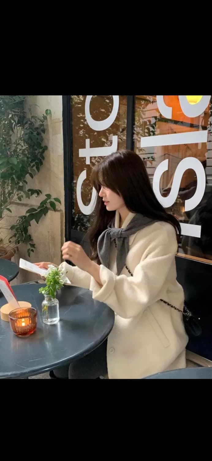 새상품 온스 베이비알파카 핸드메이드 하프코트 상품이미지2