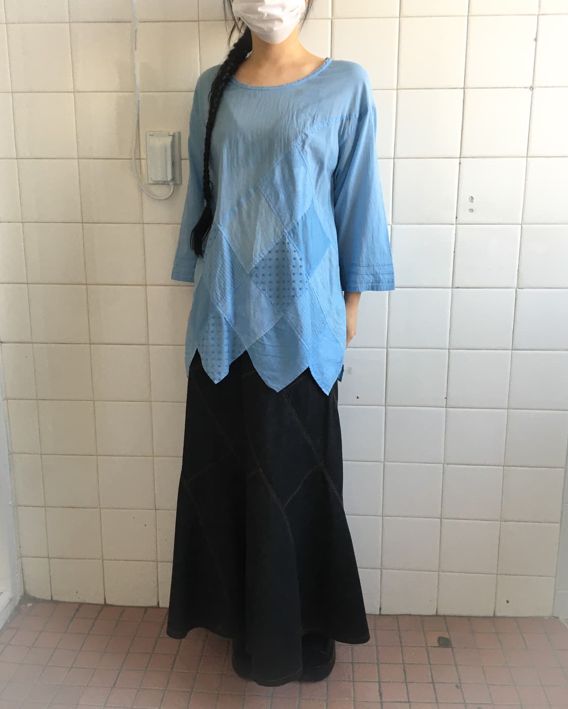 Patch work point blouse 상품이미지6