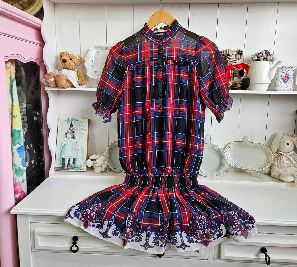 0327체크 머메이드 프릴 원피스 상품이미지1