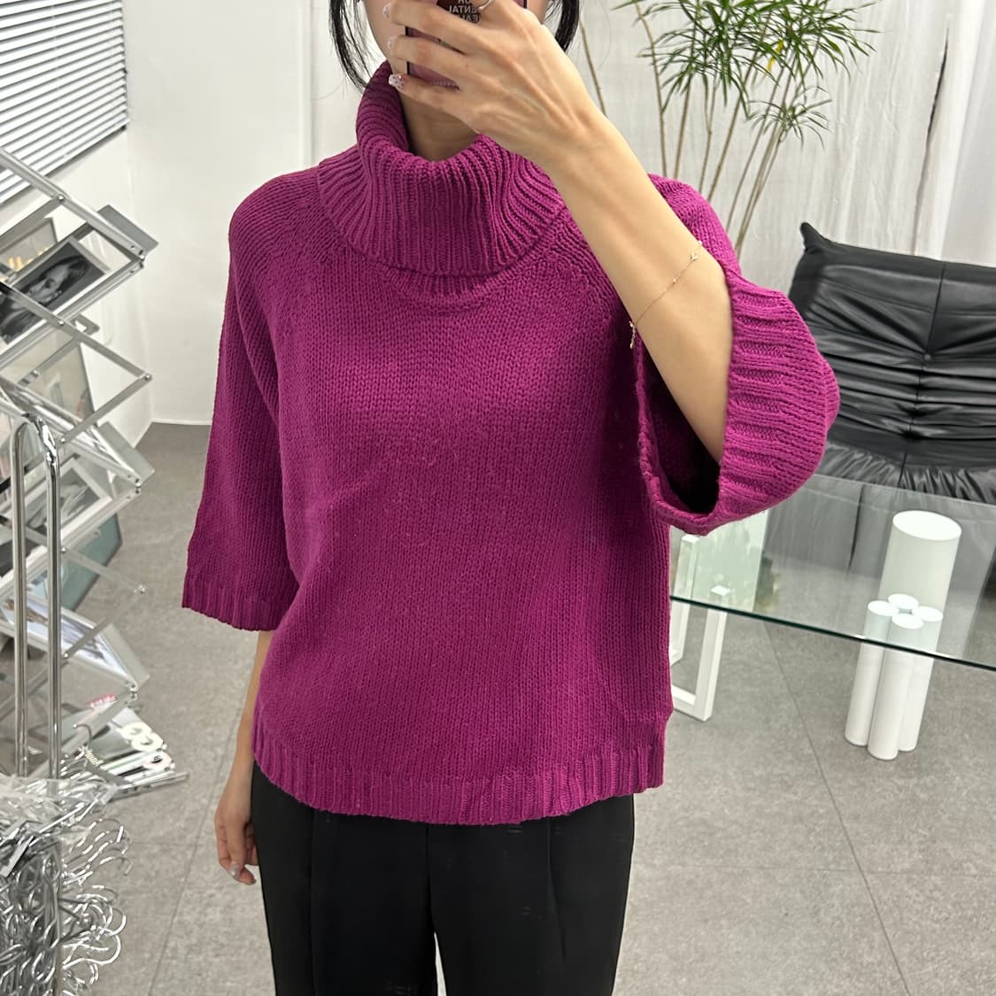 유니클로 5부 소매 터틀넥 스웨터 상품이미지3