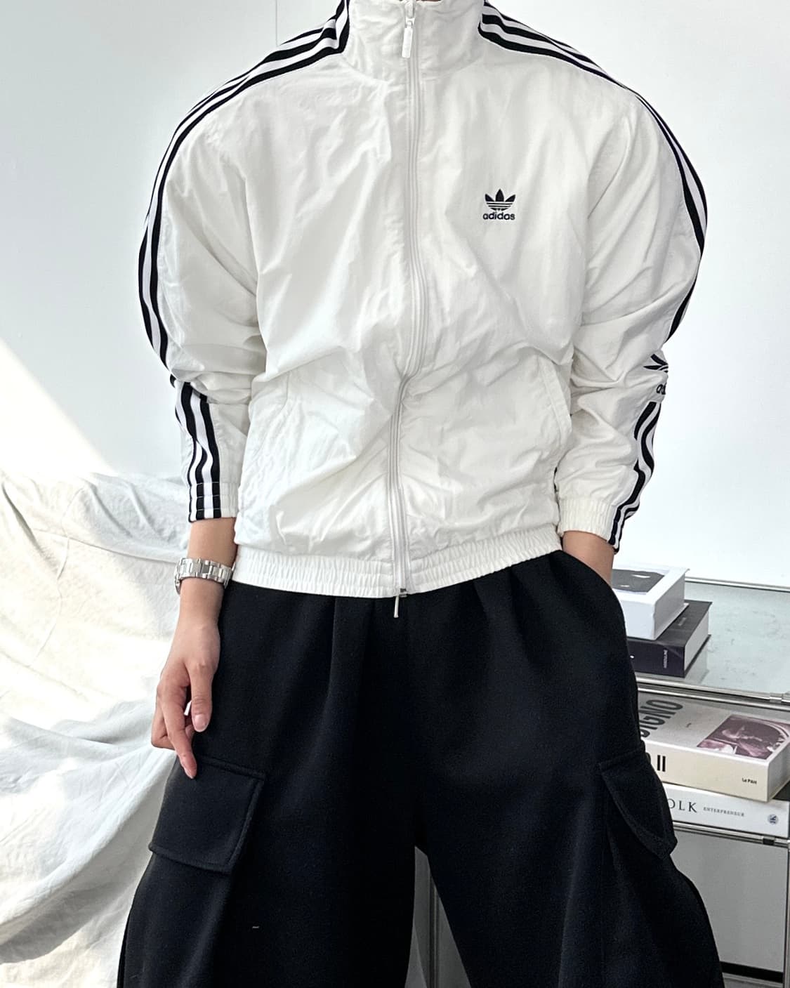 아디다스 화이트 오리지널 트랙탑 바막막이 XS 상품이미지2
