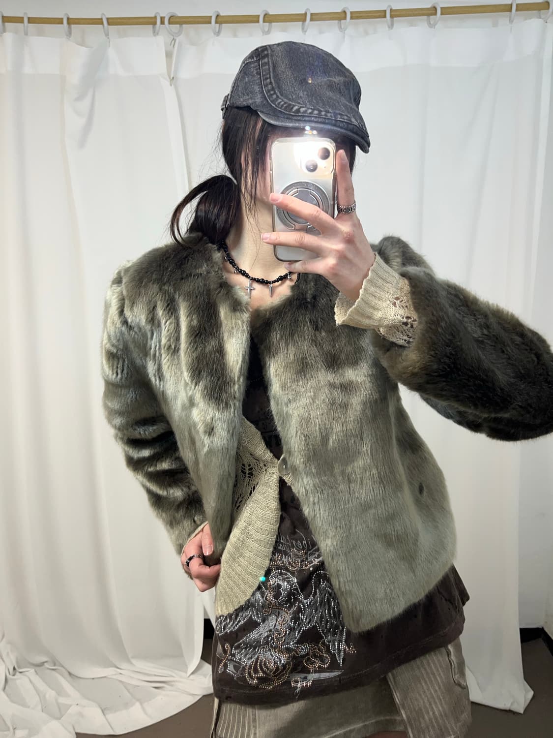 쉬머 골드 에코퍼 자켓 상품이미지5