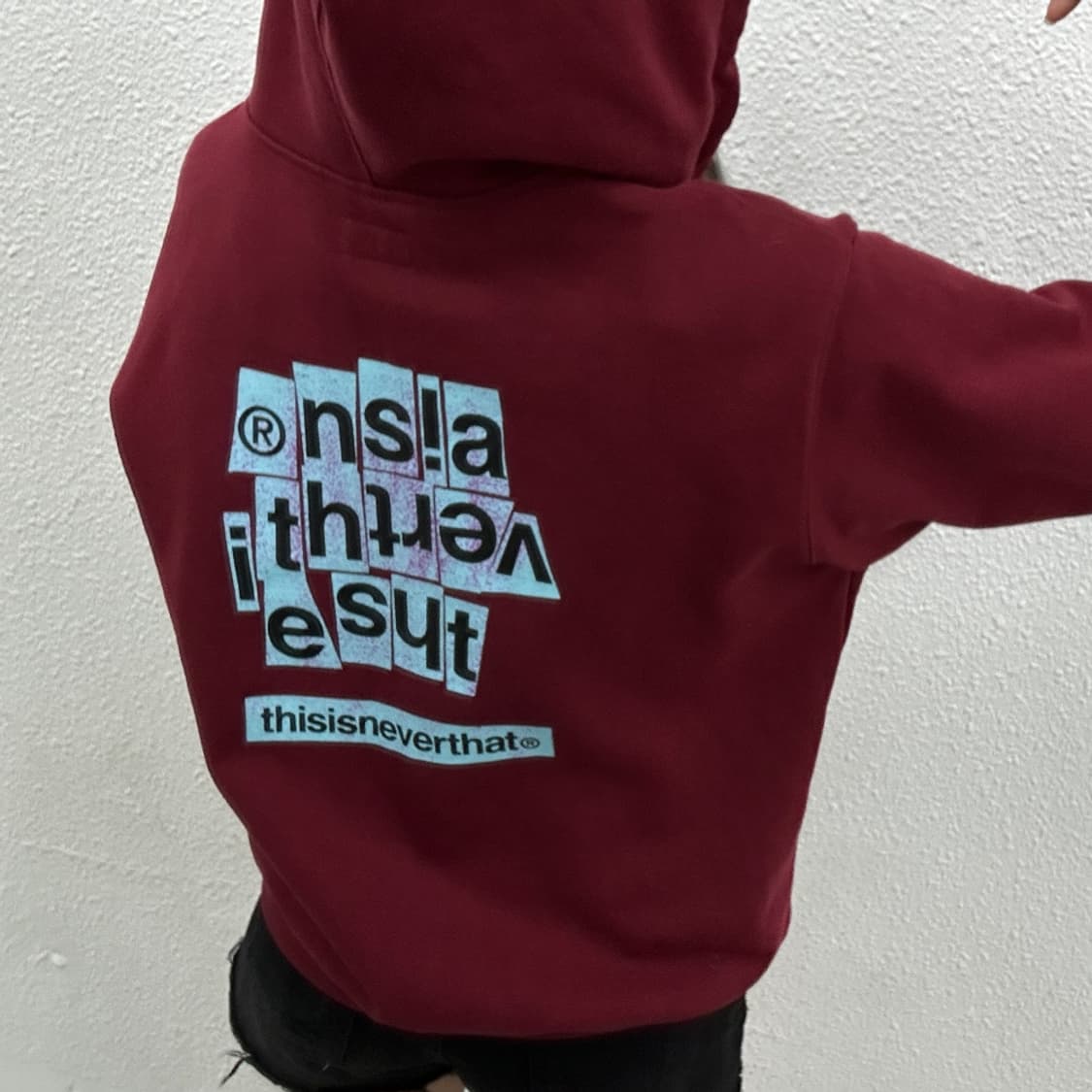 디스이즈네버댓 패치로고 버건디 후드집업 S 상품이미지2