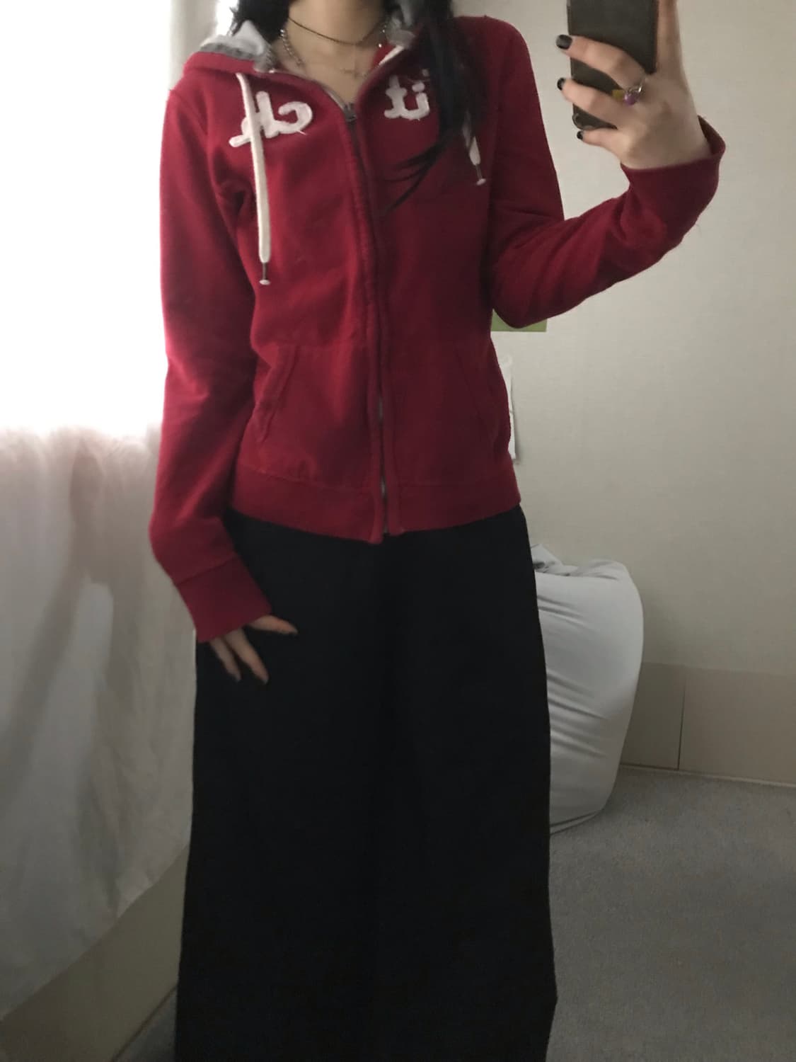 아베크롬비 딥레드 슬림핏 후드집업 상품이미지5