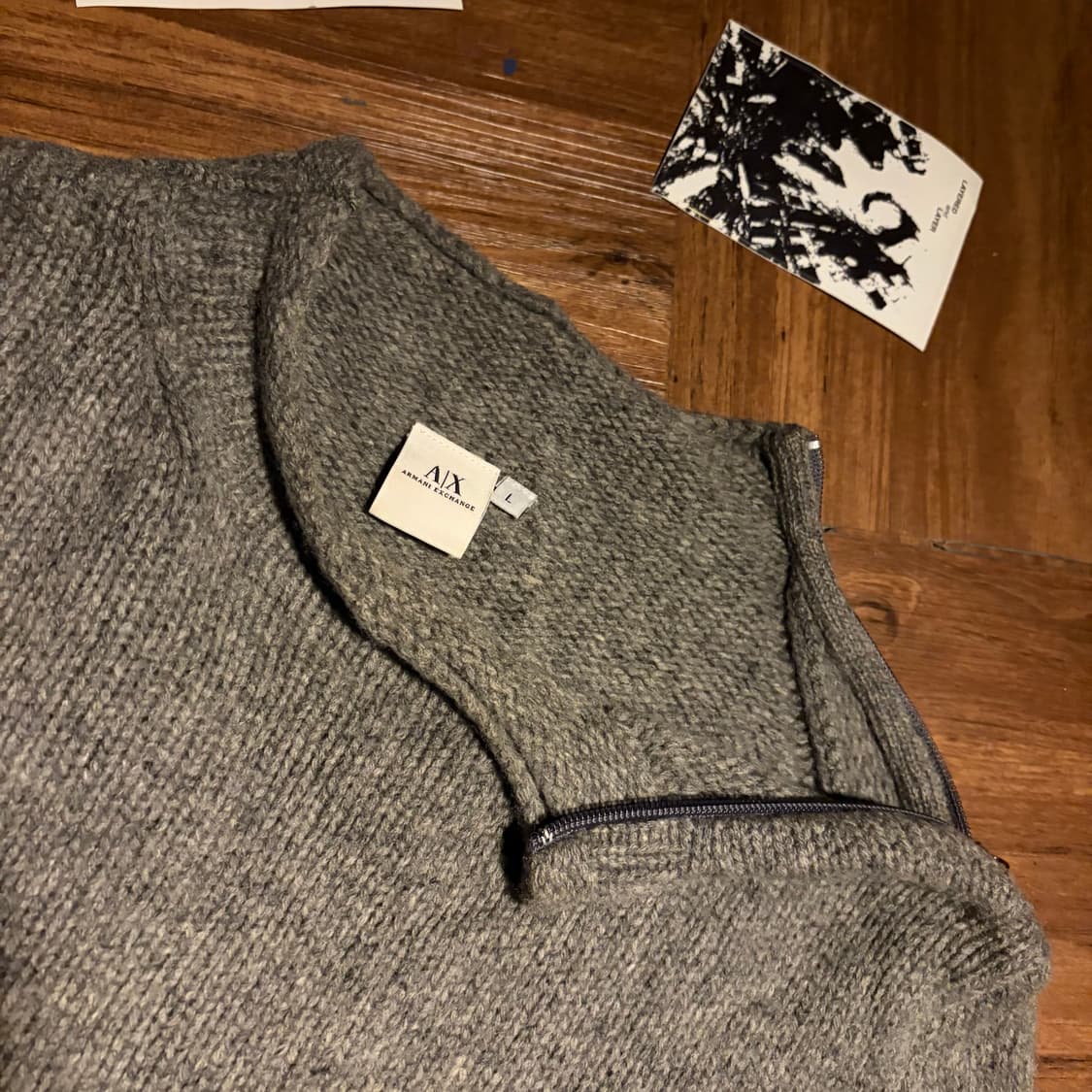 Armani exchange 넥 사이드 집업 니트 울 그레이 상품이미지2