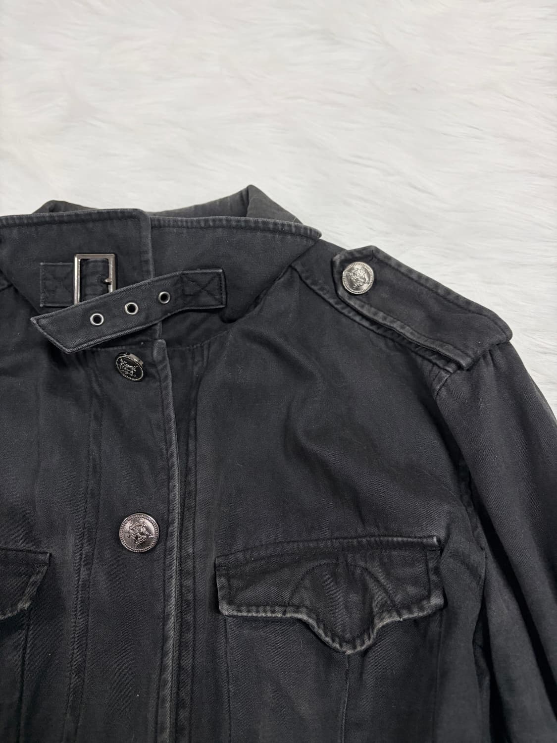 남녀공용) 00s 하이넥 버클 데님자켓  상품이미지4