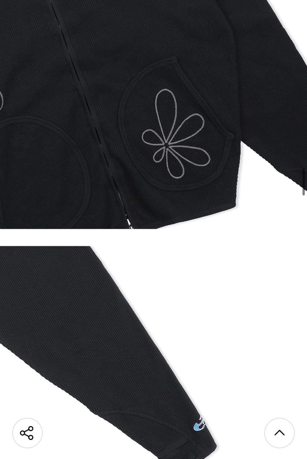 공용가능) 무신사 [글랙 x 지꾸] 걍 새거 헤이즈 자수 와플 집업 후드 상품이미지2