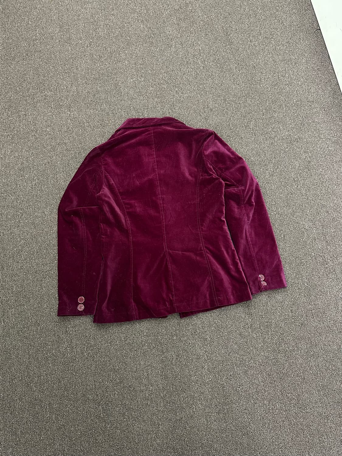 OS)Japanese vintage 여성 버건디 벨벳 자켓 상품이미지5