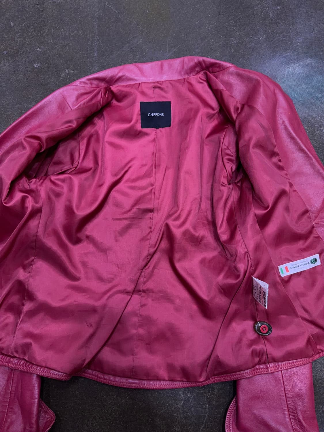 CHIFFONS 인디언 핑크 양가죽 싱글 원버튼 레더자켓 55 상품이미지8