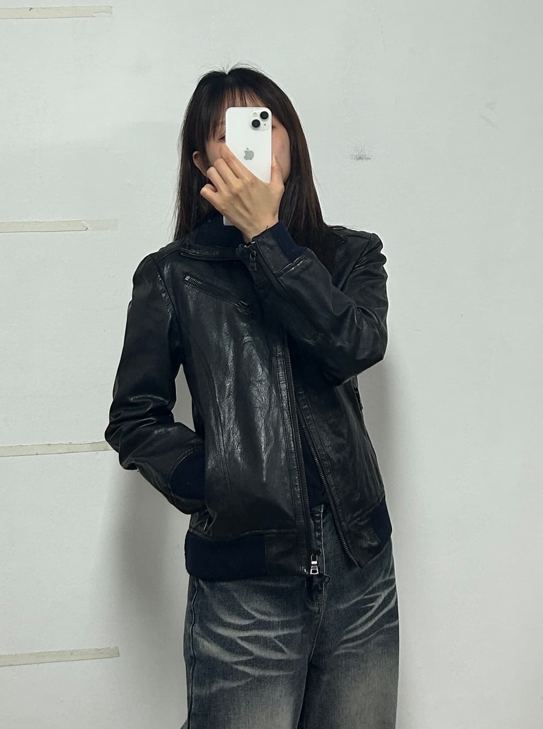 lidah 레더 집업 자켓 블랙 상품이미지2