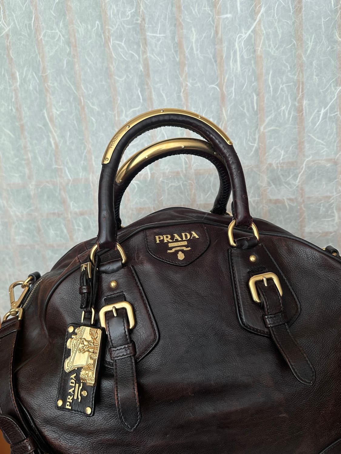 Prada Italy 다크 브라운빅백 숄더 크로스백 상품이미지3