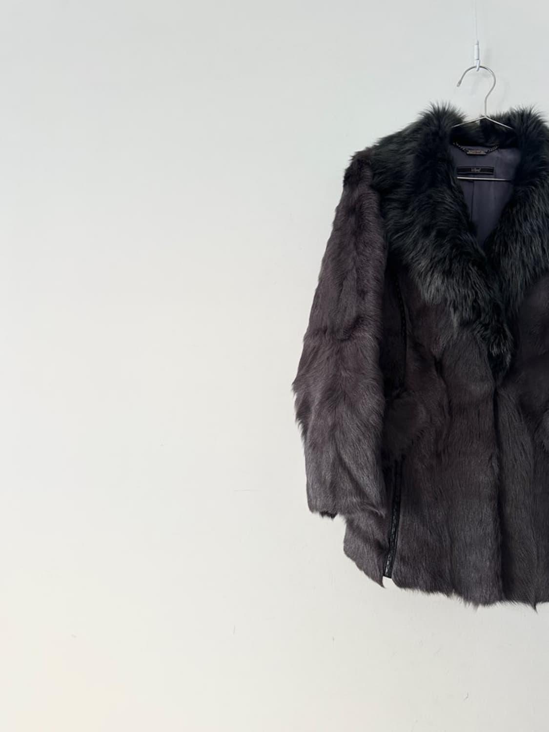 Stitch leather mix fur jacket / grey 상품이미지2