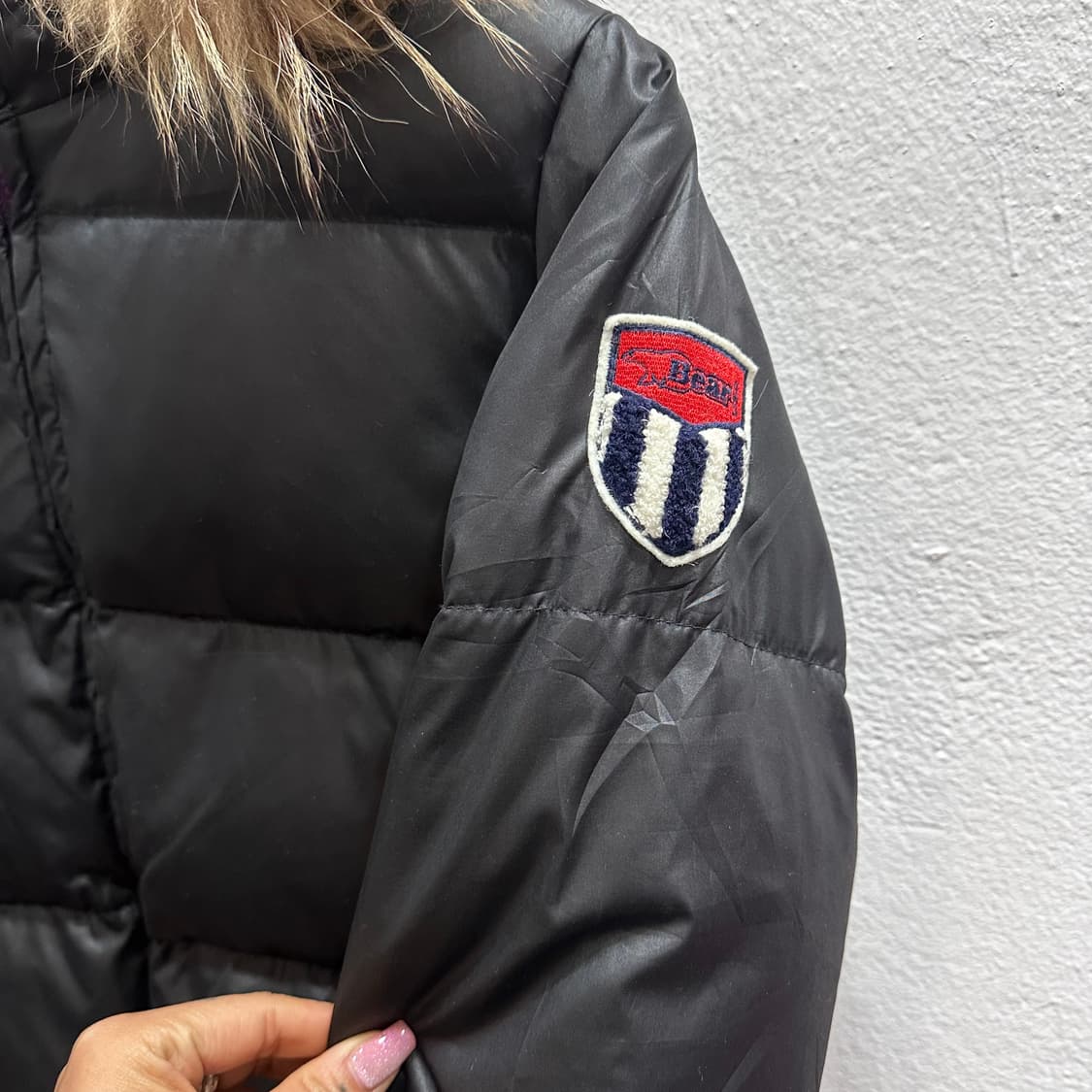 베어USA 퍼 트리밍 리버서블 크롭 패딩M 상품이미지3