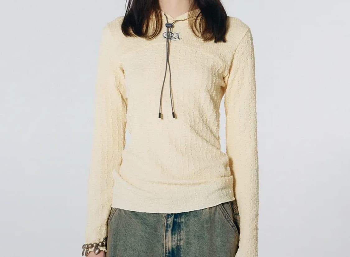 E-string Crinkle Hoodie Lemon 상품이미지1