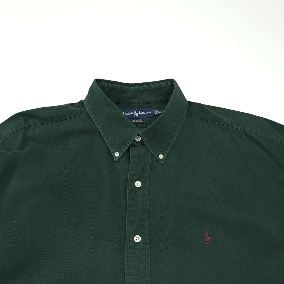 CK076 2XL 폴로 90s 미국판 페이드 틸그린 셔츠 남방 상품이미지2