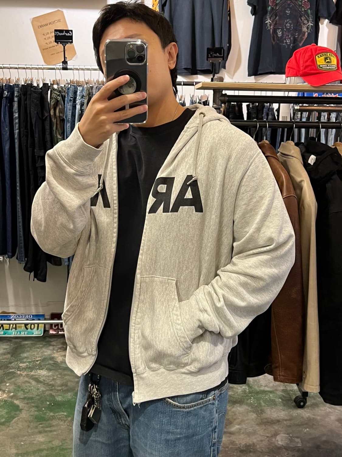 [XL] 미군 ARMY 후드집업 PFU 빈티지 그레이 후드 집업 상품이미지2