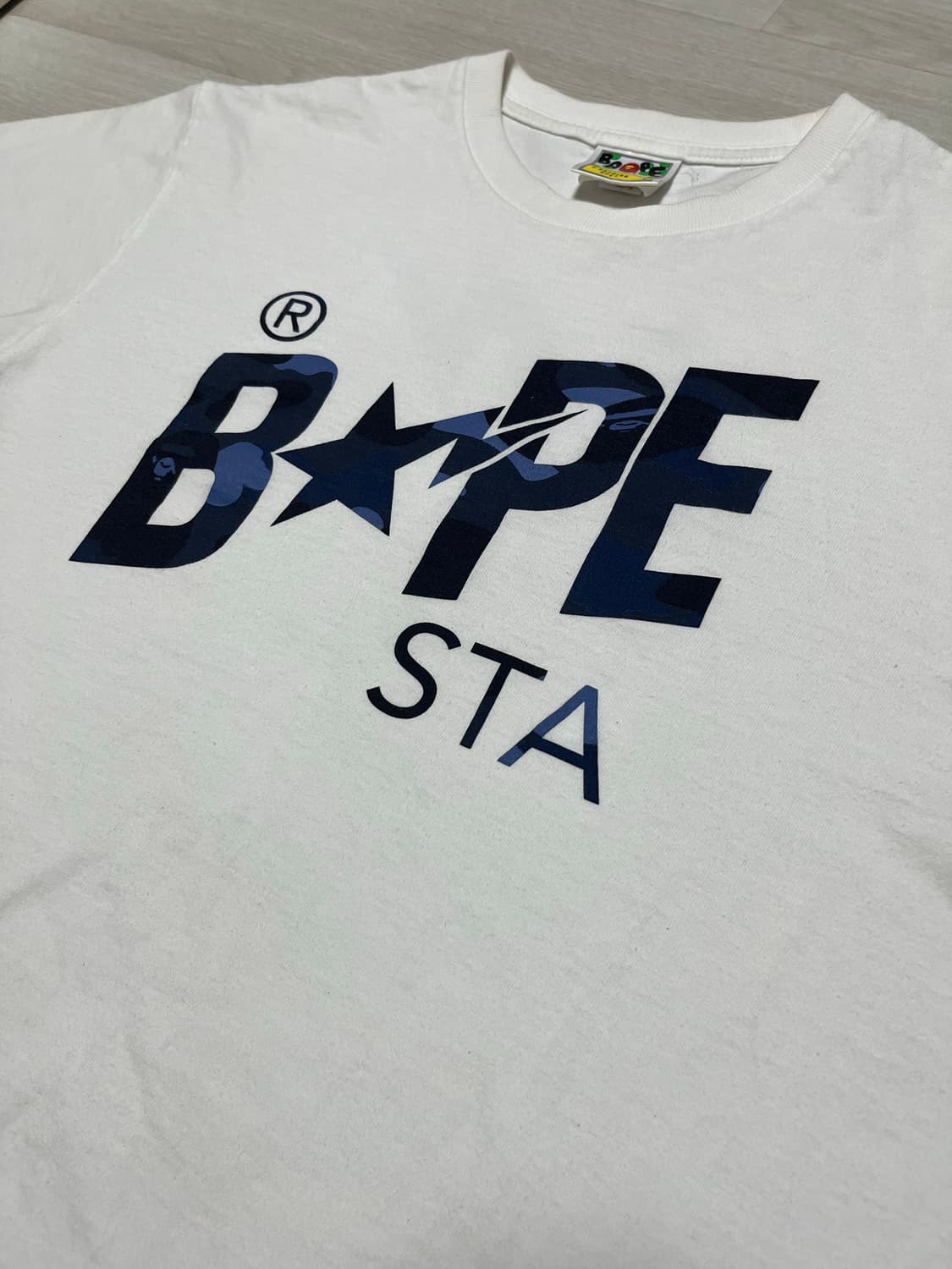 베이프 스타 화이트 블루 카모 티셔츠 상품이미지2