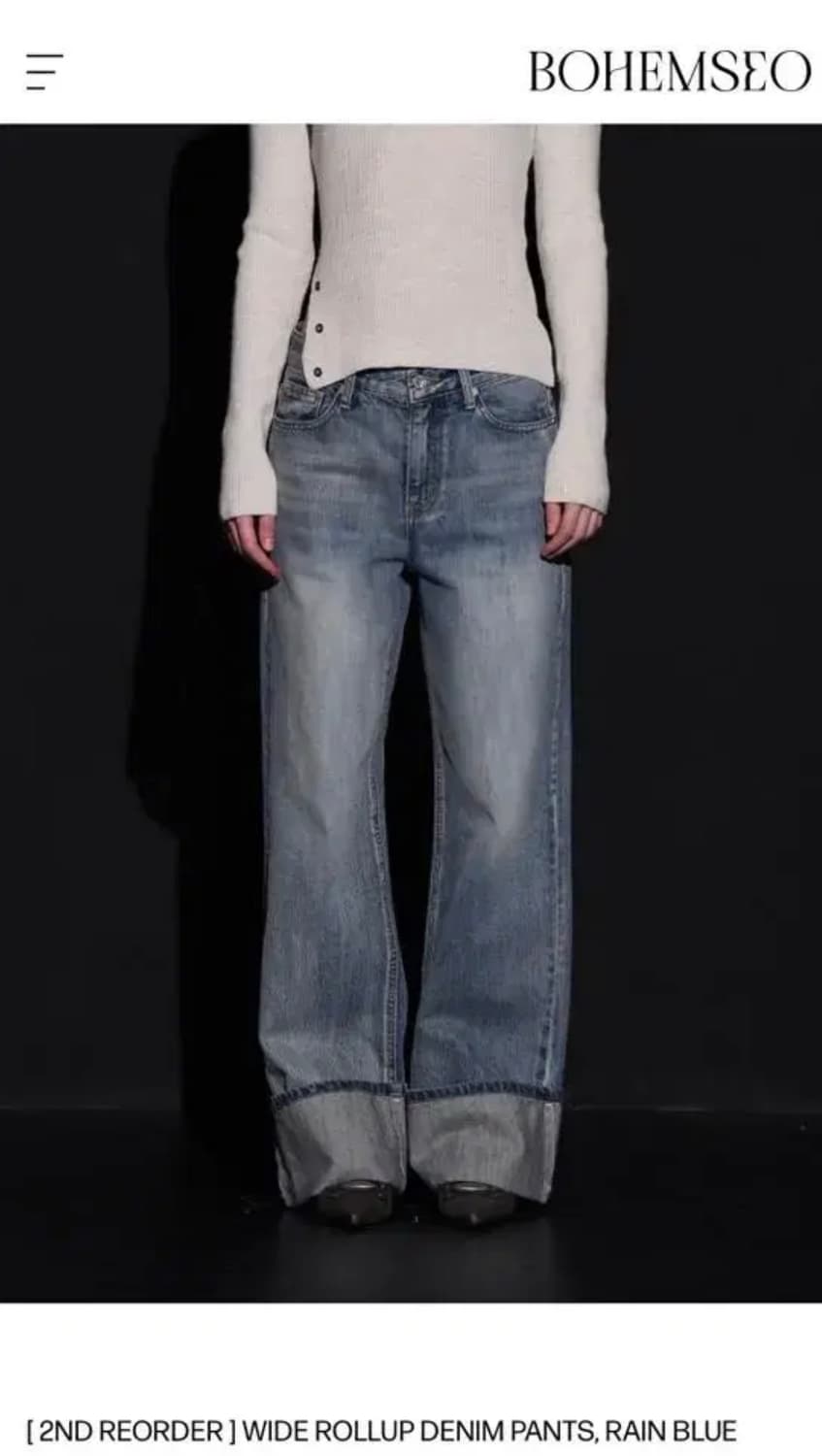 보헤미안서울 와이드 롤업 데님 팬츠 M 상품이미지1