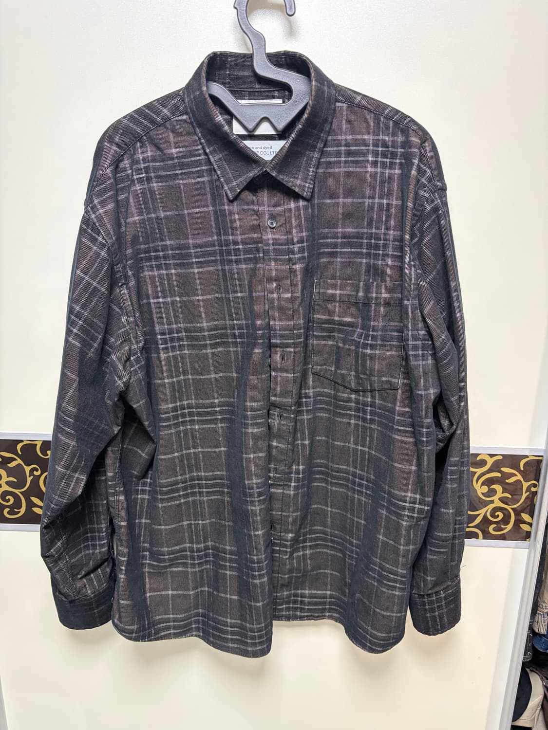 퍼렌 코듀로이 체크 셔츠 블랙브라운 2 상품이미지3