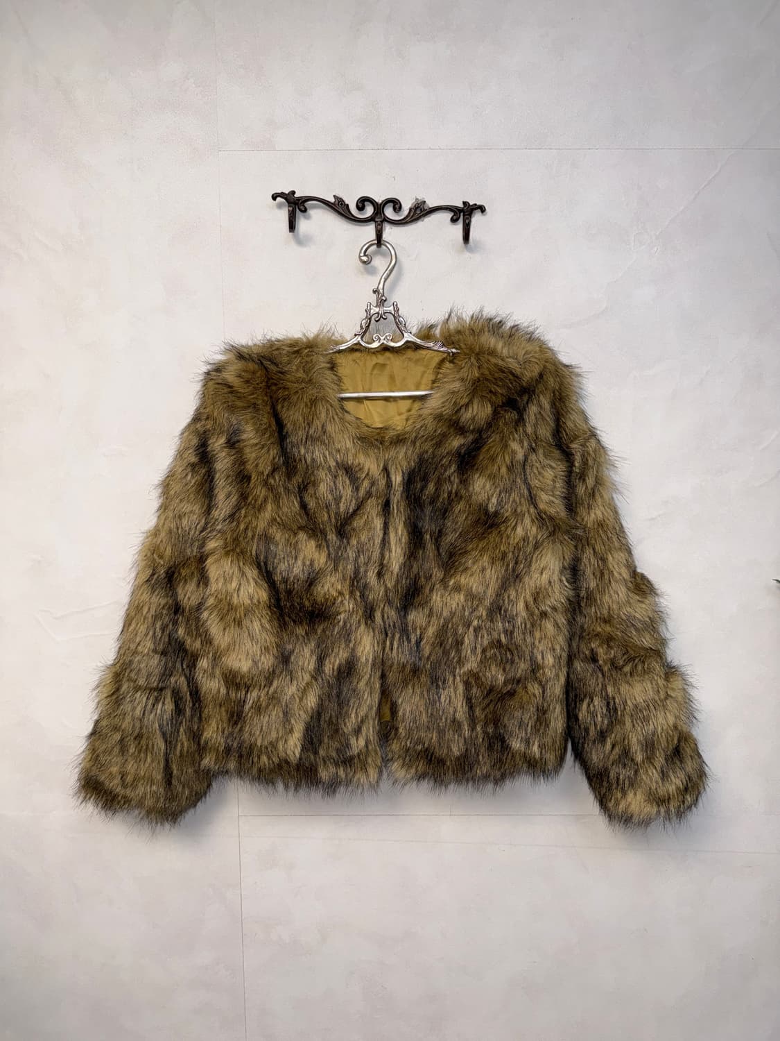 Mixed brown faux fur jacket  상품이미지3