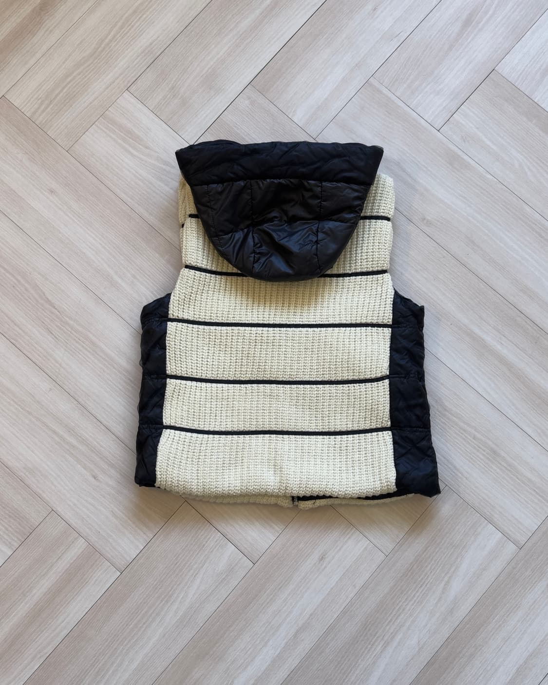 [Vintage] Mixed Knit Quilted Hood Vest 상품이미지4