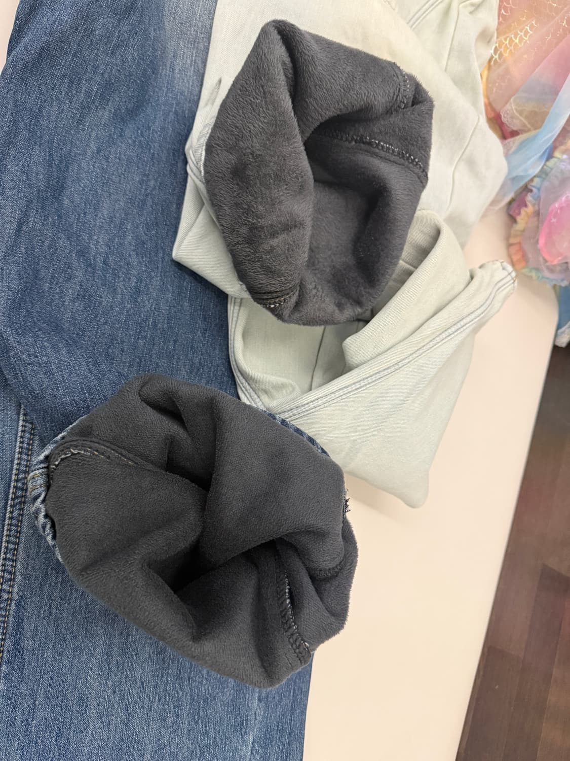 융털기모 사이드폴딩 벌룬핏 연청,진청 데님바지 (롱) 상품이미지8