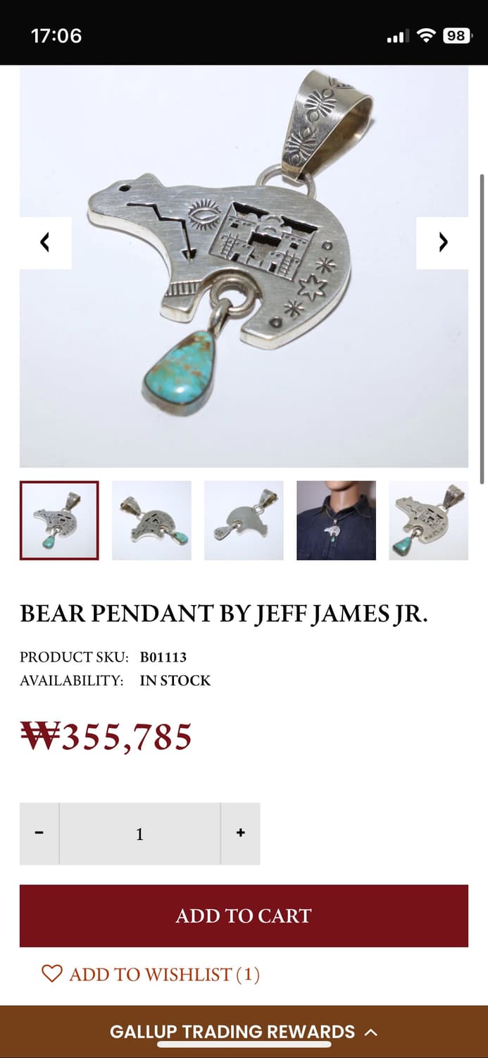 Navajo 925 Silver Turtle Pendant 상품이미지6