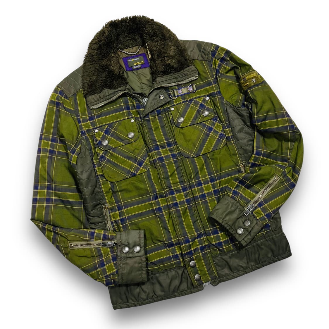 펑크 에너지 골드 그린 타탄체크 빈티지 자켓 상품이미지1