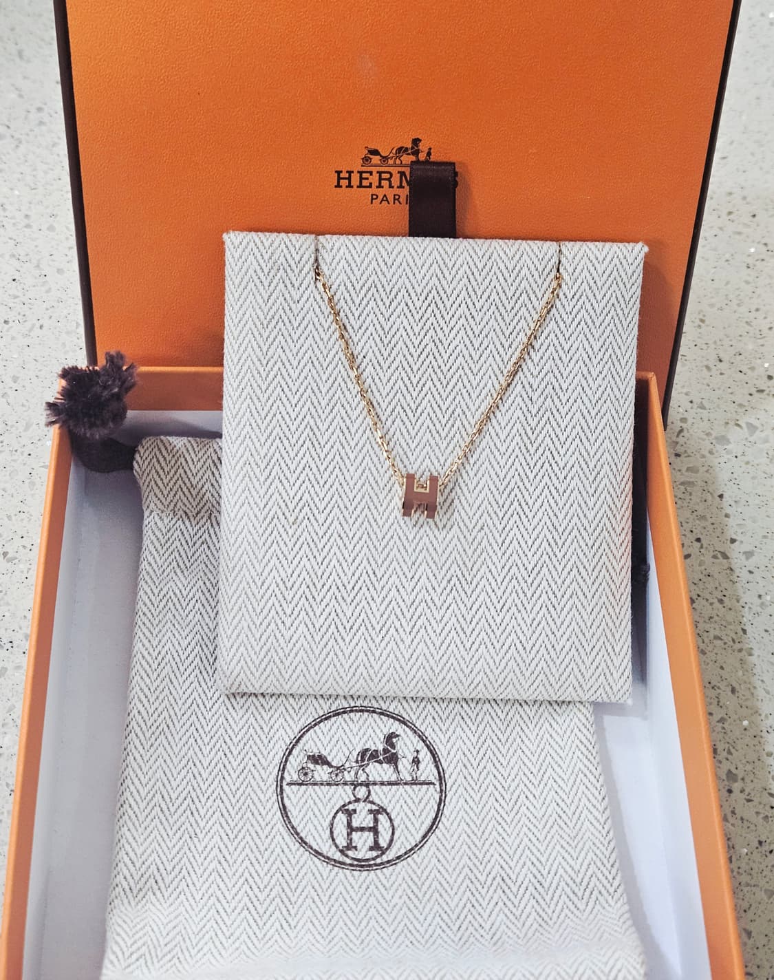 [상태최상] 에르메스 미니 팝아슈 목걸이 뉴골드 [정품/풀세트] 상품이미지2