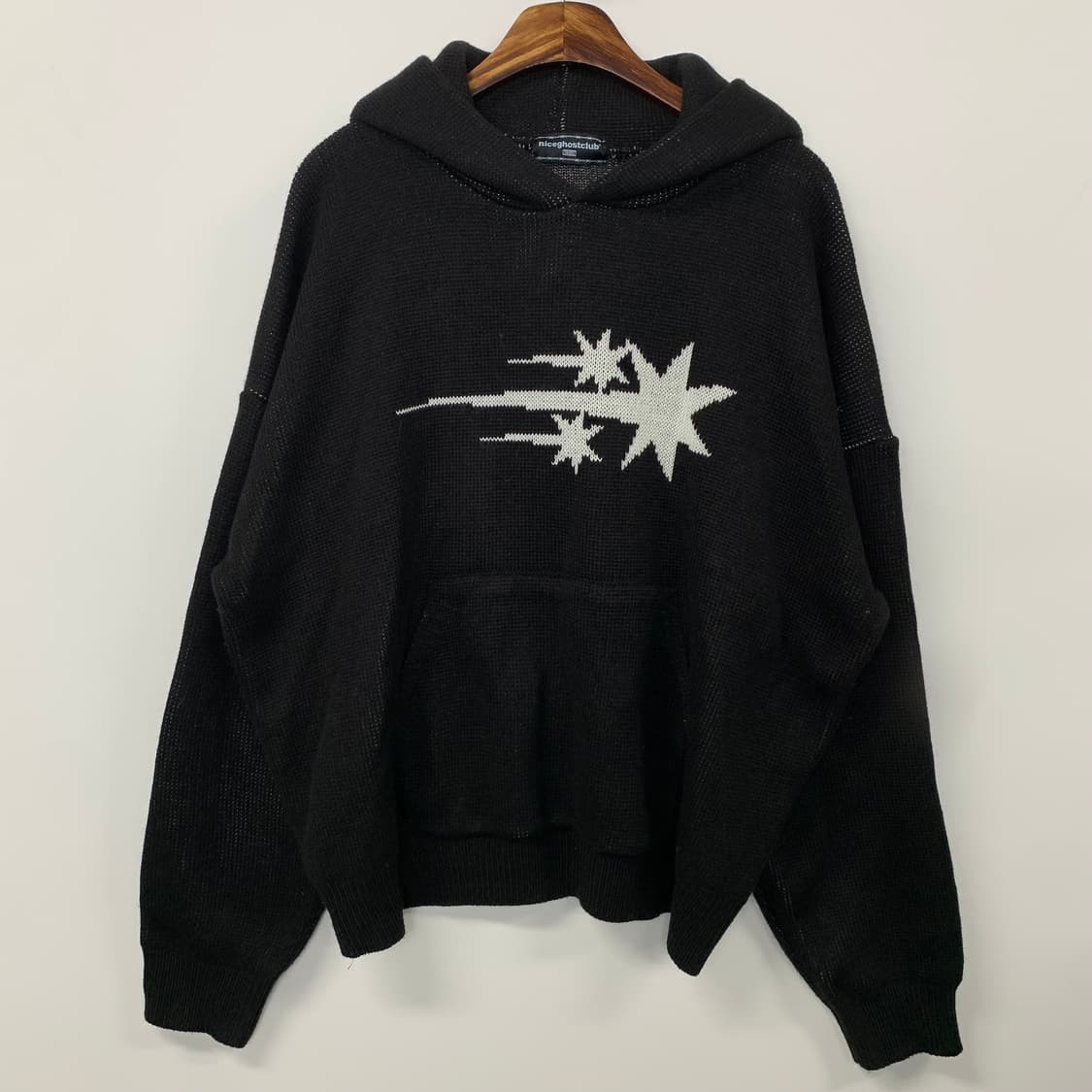 나이스고스트클럽 블랙 니트 후드티 상품이미지2