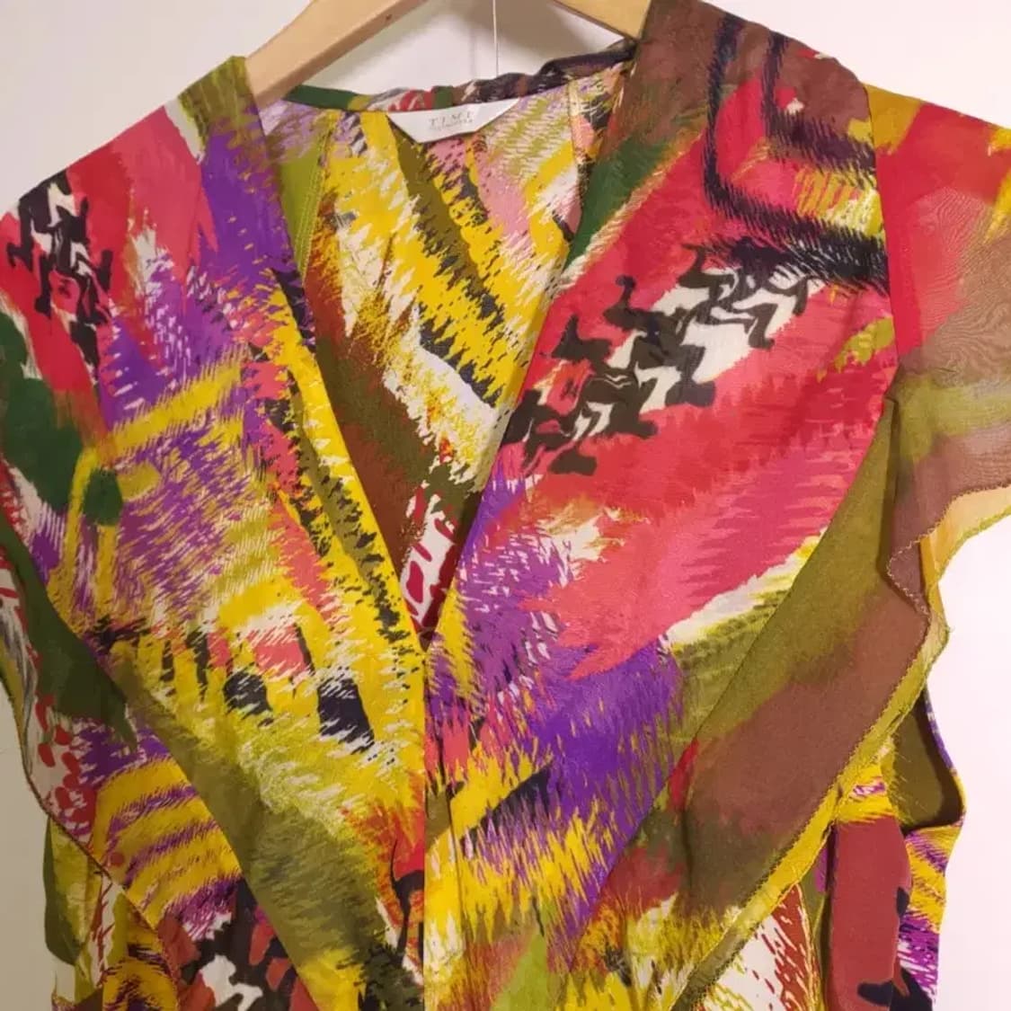 타임(TIME) 실크 100% 멀티 패턴 프릴 원피스 55 상품이미지8