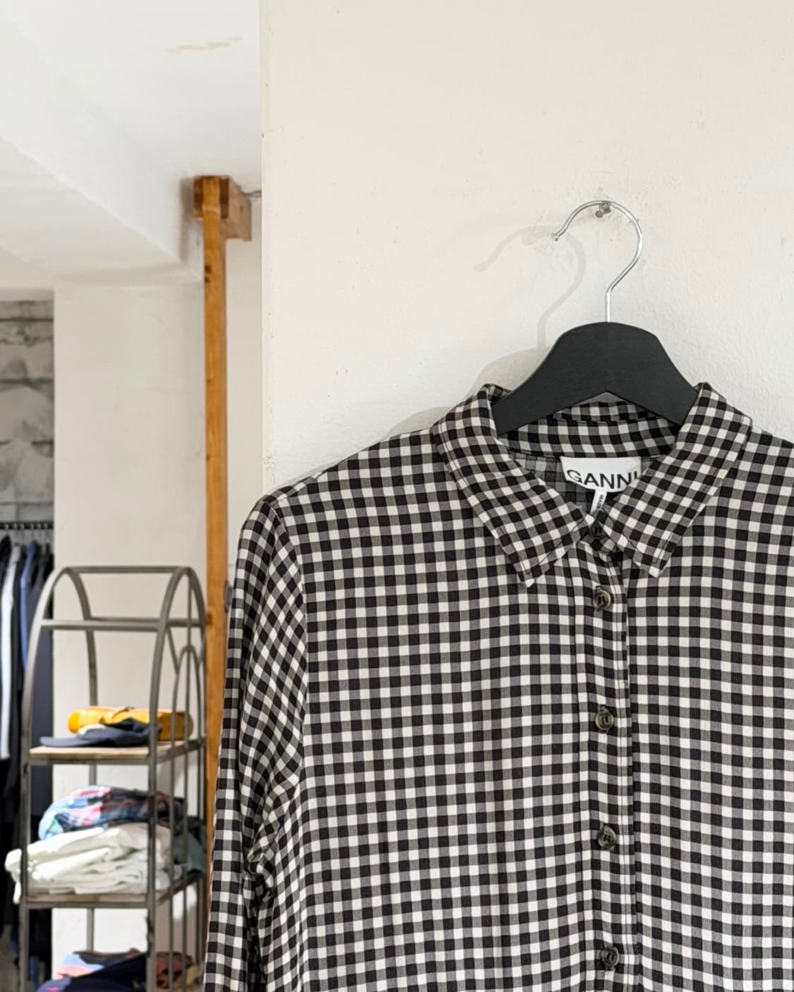 가니 깅엄 체크 프린티드 크레페 레이어 맥시 스커트 상품이미지2