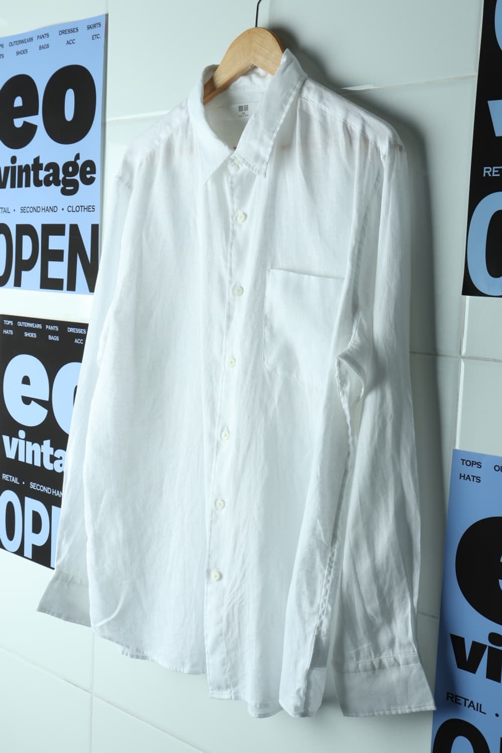 (2XL-3XL) 유니클로 셔츠 남방 화이트 린넨 마 무지-H32711 상품이미지1