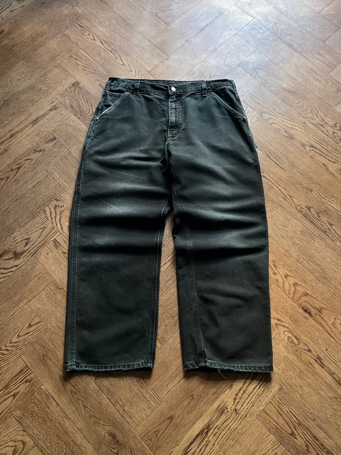 [36]칼하트 USA 빈티지 페이딩 블랙 싱글니 워크팬츠 상품이미지1