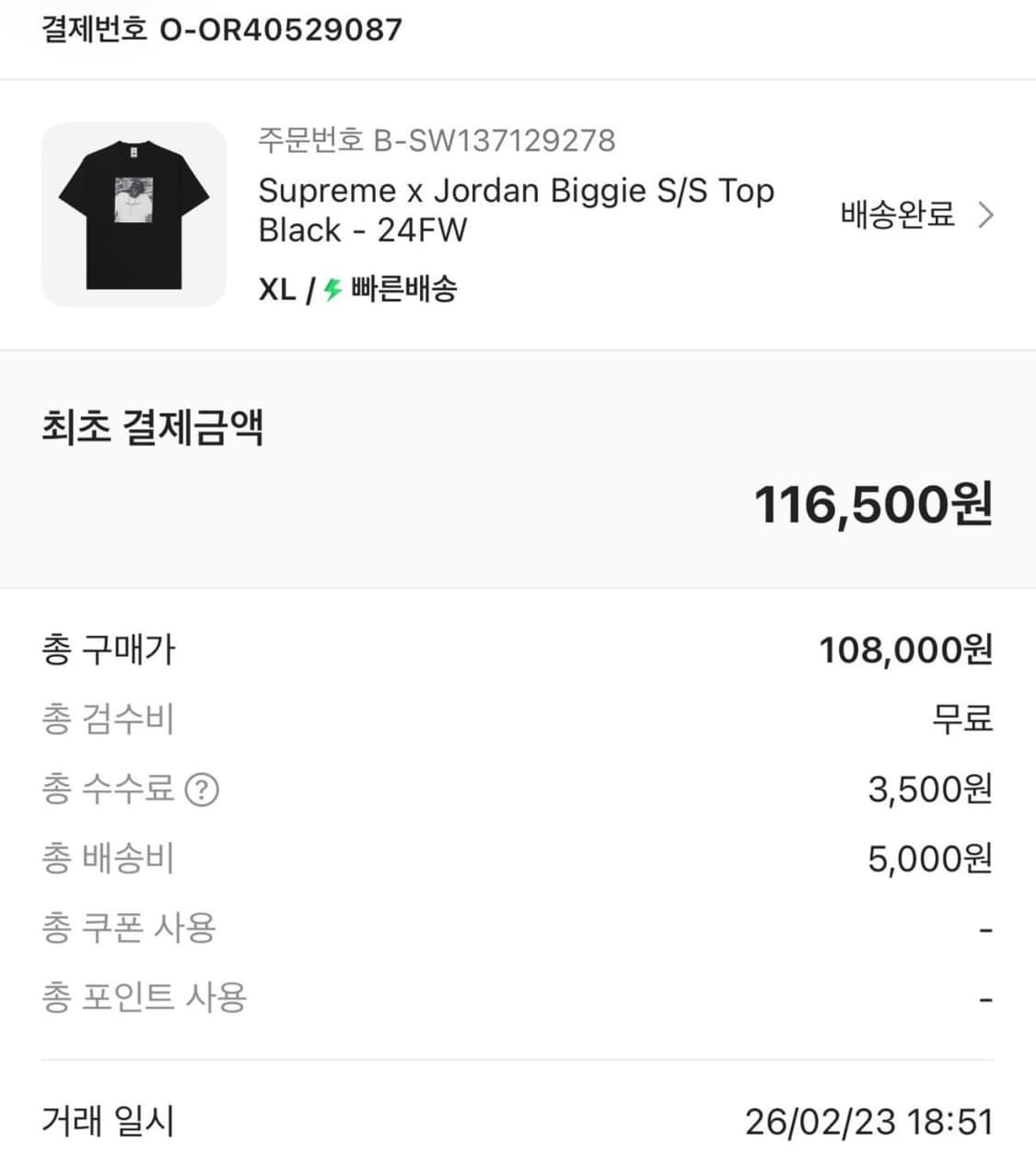 슈프림 비기 반팔 티셔츠 xl 상품이미지3