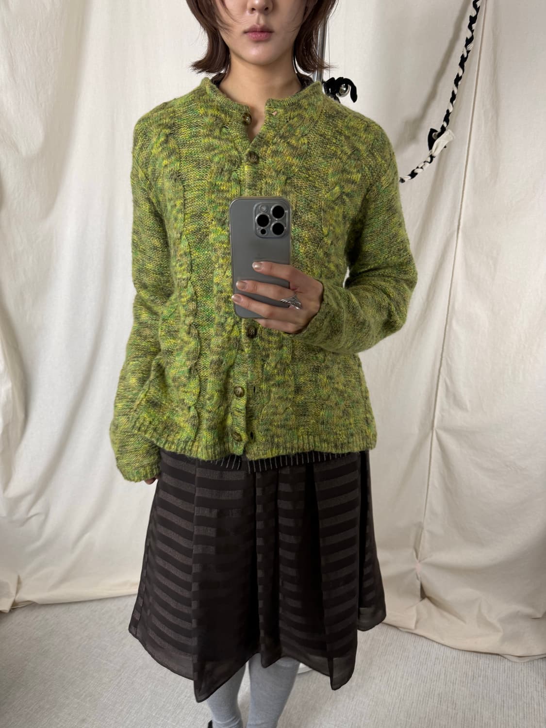 그린 모헤어 가디건 상품이미지3