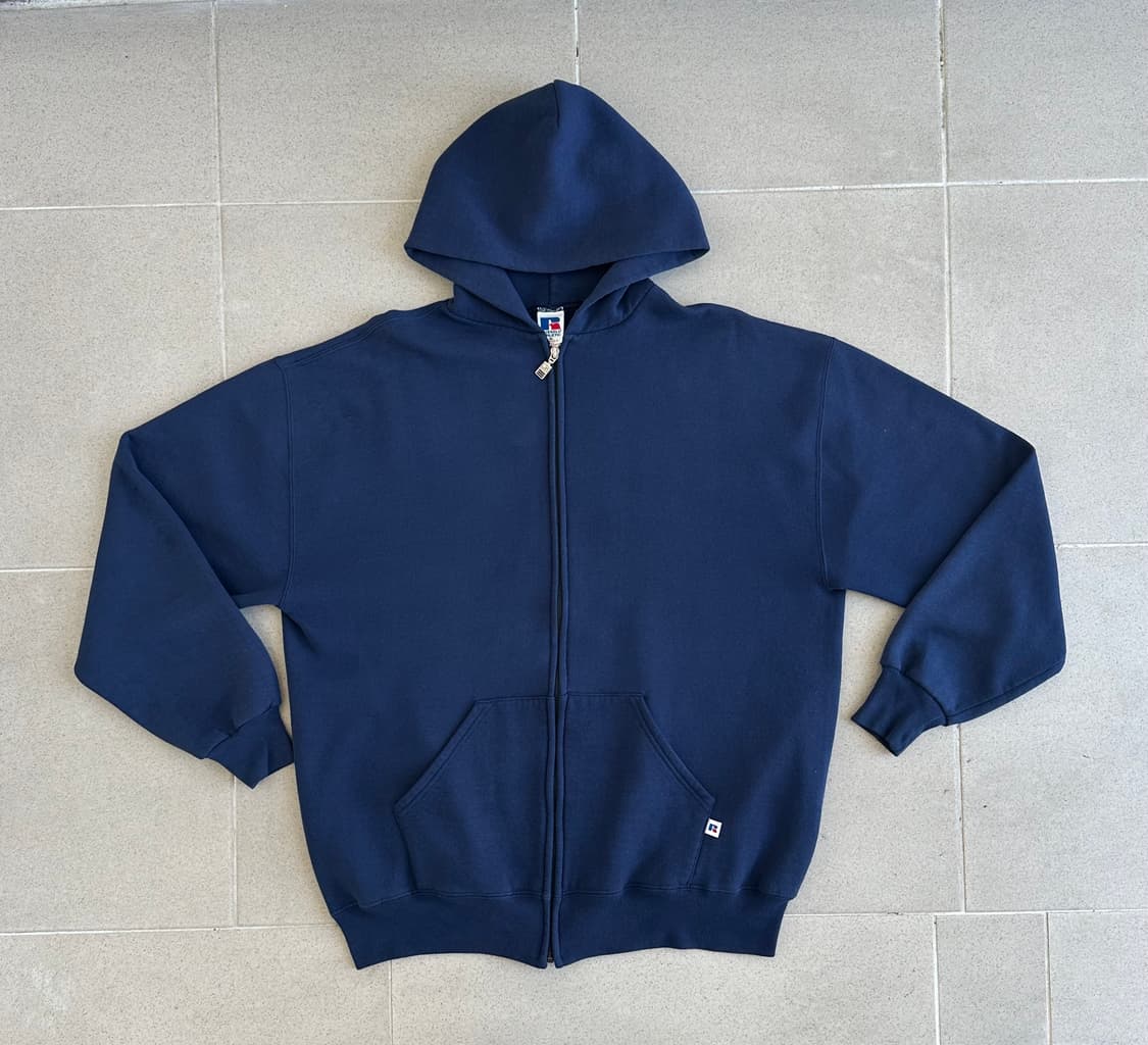 90s 빈티지 러셀 후드집업 네이비 XL 상품이미지1