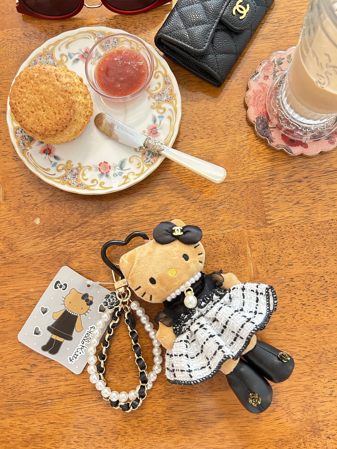 (2)롱다리키티 커스텀키링_ 🖤화이트 트위드 상품이미지3