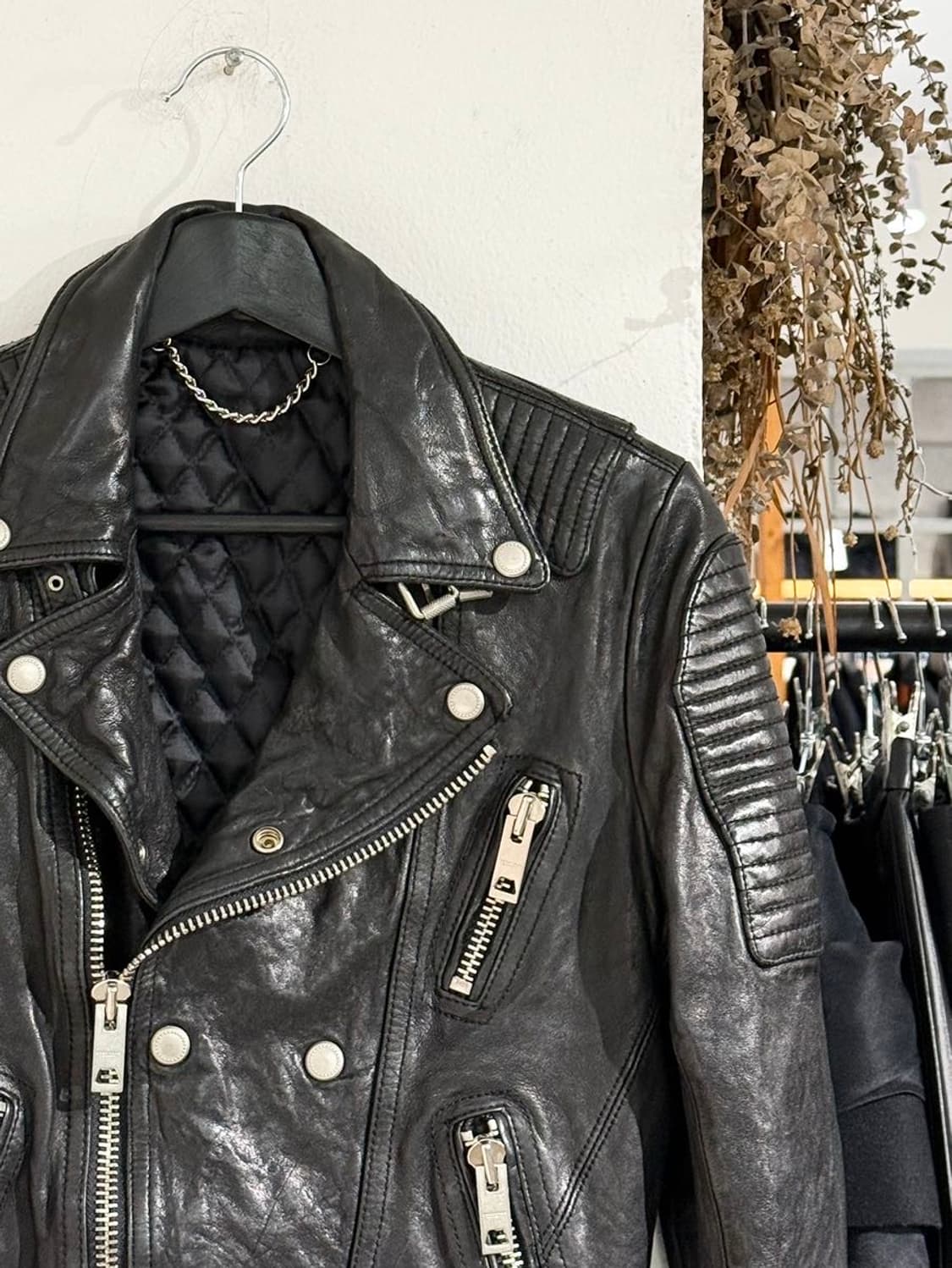 빈티지 이태리 블랙 램스킨 더블 라이더 자켓 상품이미지3