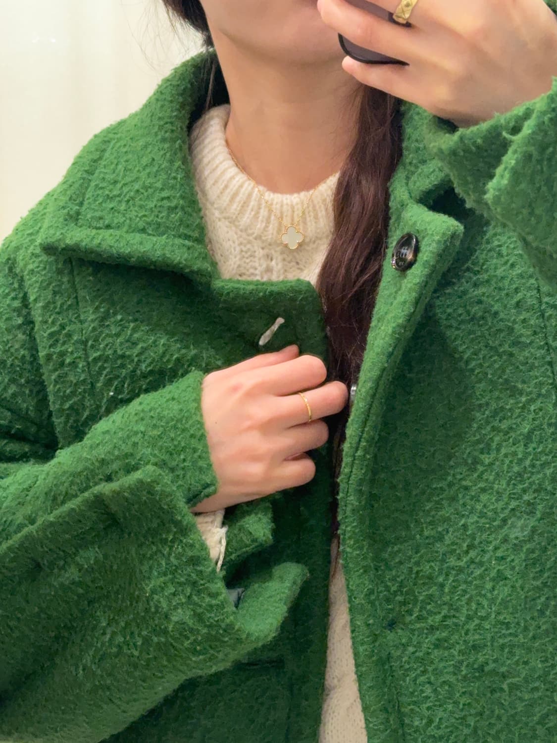 더일마 울 코랄투웨이자켓 리버시블 (그린) 상품이미지8